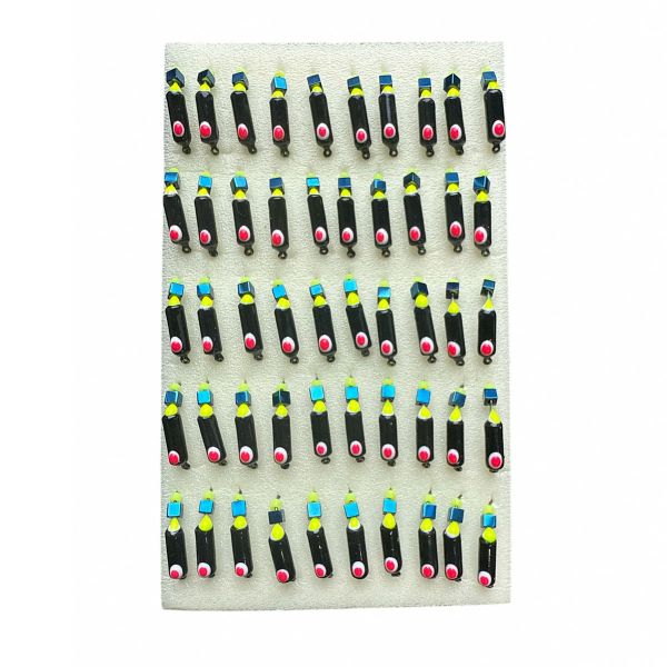 Мормишка Вольфрамова "Латишка" Гвоздик - З кубиком блакитний - Ø3 мм - 1,1 г - Чорний з біло-червоною точкою - Латвія