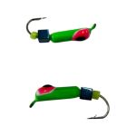 Мормишка Вольфрамова "Латишка" Гвоздик - З кубиком блакитний - Ø2,3 мм - 0,5 г - Зелений з біло-червоно-чорною точкою - Латвія