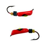 Мормишка Вольфрамова "Латишка" Гвоздик - З кубиком блакитний - Ø2,4 мм - 0,5 г - Червоний із чорно-жовтою точкою - Латвія