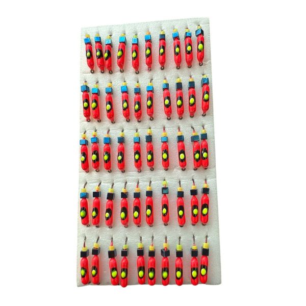 Мормишка Вольфрамова "Латишка" Гвоздик - З кубиком блакитний - Ø2,4 мм - 0,5 г - Червоний із чорно-жовтою точкою - Латвія