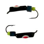 Мормишка Вольфрамова "Латишка" Гвоздик - З кубиком блакитний - Ø2,2 мм - 0,5 г - Чорний з біло-червоною точкою - Латвія