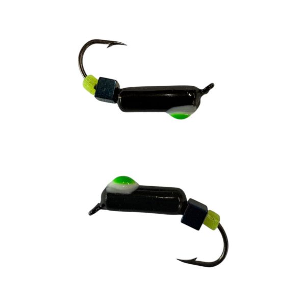 Мормишка Вольфрамова "Латишка" Гвоздик - З кубиком блакитний - Ø2,7 мм - 0,8 г - Чорний з біло-зеленою крапкою - Латвія