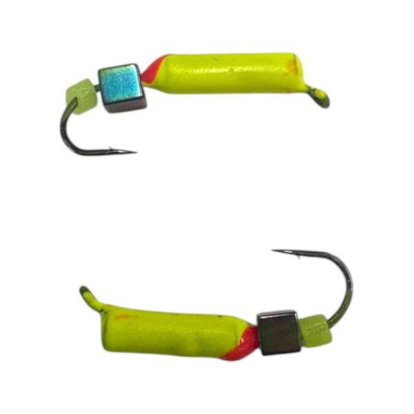 Мормишка Вольфрамова "Латишка" Гвоздик - З кубиком хамелеон - Ø2,2 мм - 0,5 г - Жовтий - Латвія