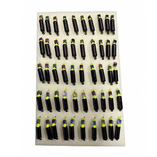 Мормышка Вольфрамовая "Латышка" Гвоздик - С кубиком хамелеон - Ø2,9 мм - 1 г - Чёрный - Латвия