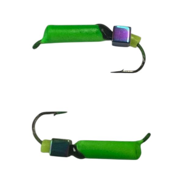 Мормишка Вольфрамова "Латишка" Гвоздик - З кубиком хамелеон - Ø2,2 мм - 0,5 г - Зелений - Латвія