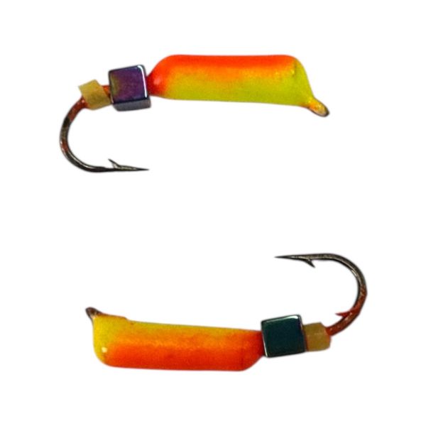 Мормишка Вольфрамова "Латишка" Гвоздик - З кубиком хамелеон - Ø2,5 мм - 0,5 г - Червоно-жовтий - Латвія