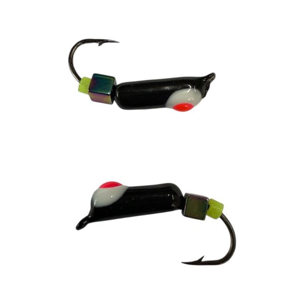 Мормишка Вольфрамова "Латишка" Гвоздик - З кубиком хамелеон - Ø2,7 мм - 0,7 г - Чорний з біло-червоною крапкою - Латвія