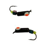 Мормишка Вольфрамова "Латишка" Гвоздик - З кубиком хамелеон - Ø2,7 мм - 0,7 г - Чорний з біло-червоною точкою - Латвія