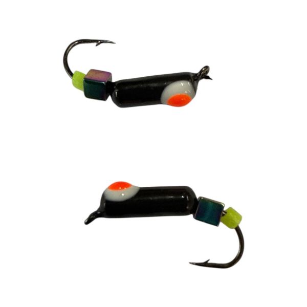 Мормишка Вольфрамова "Латишка" Гвоздик - З кубиком хамелеон - Ø2,7 мм - 0,7 г - Чорний з біло-червоною точкою - Латвія