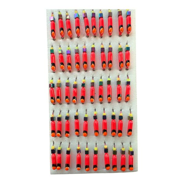 Мормишка Вольфрамова "Латишка" Гвоздик - З кубиком хамелеон - Ø2,3 мм - 0,5 г - Червоний з чорно-червоною точкою - Латвія