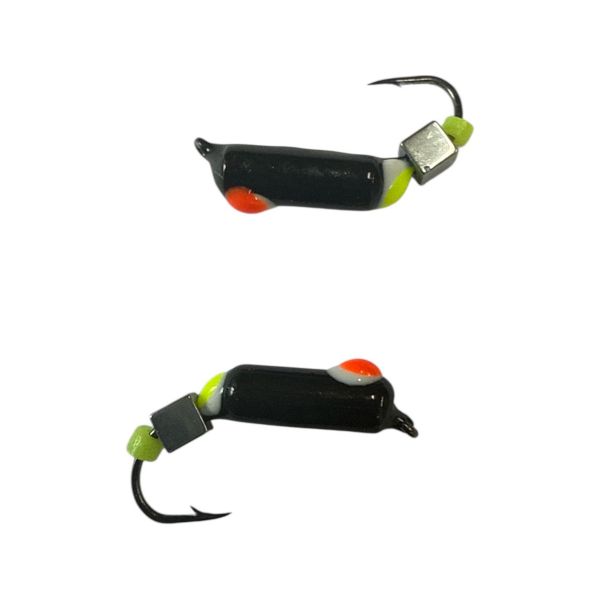 Мормишка Вольфрамова "Латишка" Гвоздик - З кубиком срібло - Ø3 мм - 0,9 г - Чорний з біло-червоною точкою - Латвія