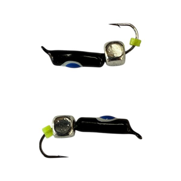 Мормишка Вольфрамова "Латишка" Гвоздик - З кубиком срібло - Ø2,1 мм - 0,5 г - Чорний з біло-синьою точкою - Латвія