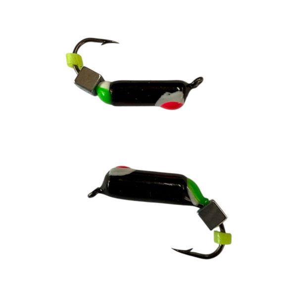 Мормишка Вольфрамова "Латишка" Гвоздик - З кубиком срібло - Ø3,2 мм - 0,8 г - Чорний з біло-червоною точкою - Латвія