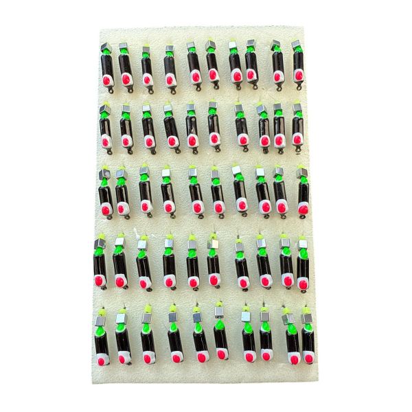 Мормишка Вольфрамова "Латишка" Гвоздик - З кубиком срібло - Ø3,2 мм - 0,8 г - Чорний з біло-червоною точкою - Латвія