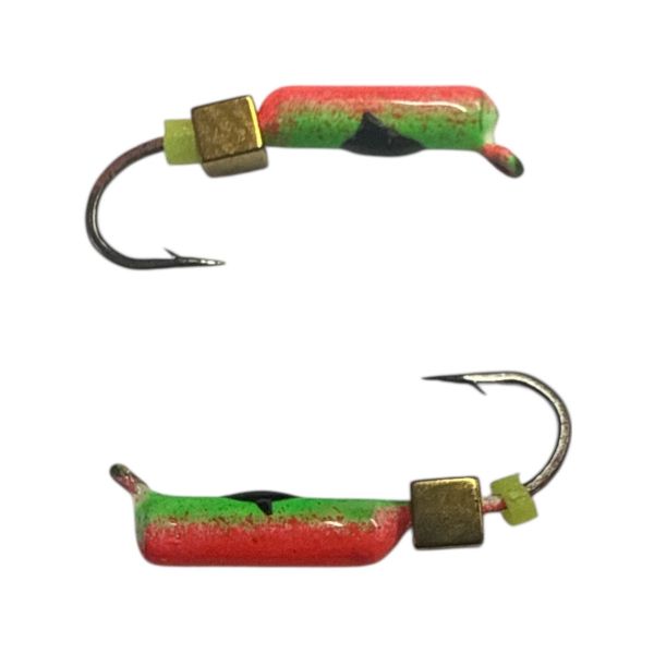 Мормишка Вольфрамова "Латишка" Гвоздик - З кубиком золото - Ø2,2 мм - 0,5 г - Червоно-зелений - Латвія