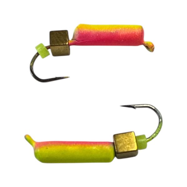 Мормишка Вольфрамова "Латишка" Гвоздик - З кубиком золото - Ø2,2 мм - 0,5 г - Жовто-червоний - Латвія