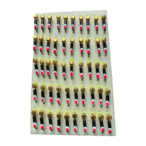 Мормишка Вольфрамова "Латишка" Гвоздик - З кубиком золото - Ø2,2 мм - 0,5 г - Чорний з біло-червоною точкою - Латвія