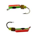 Мормишка Вольфрамова "Латишка" Гвоздик - З кубиком золото - Ø2,3 мм - 0,5 г - Червоно-зелений - Латвія