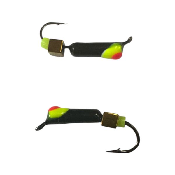 Мормишка Вольфрамова "Латишка" Гвоздик - З кубиком золото - Ø2,2 мм - 0,5 г - Чорний з жовто-червоною точкою - Латвія