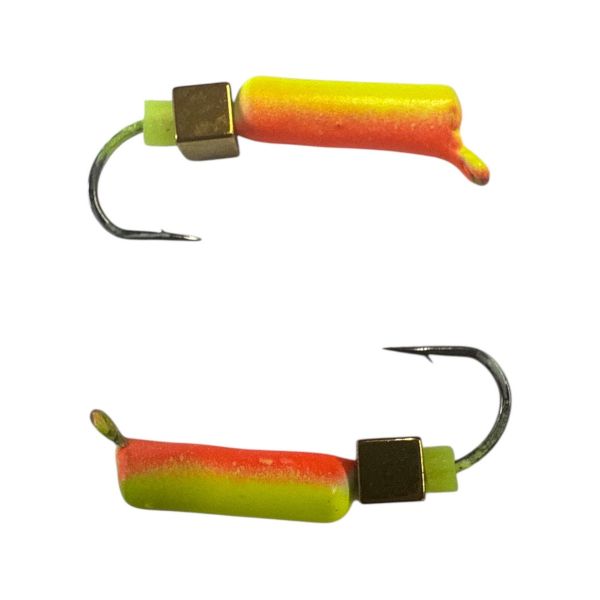 Мормишка Вольфрамова "Латишка" Гвоздик - З кубиком золото - Ø2,2 мм - 0,5 г - Жовто-червоний - Латвія