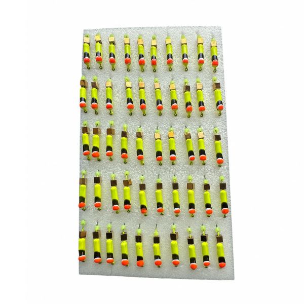 Мормишка Вольфрамова "Латишка" Гвоздик - З кубиком золото - Ø2,3 мм - 0,5 г - Жовтий з чорно-біло-червоною точкою - Латвія