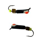 Мормишка Вольфрамова "Латишка" Гвоздик - З кубиком золото - Ø2,2 мм - 0,5 г - Чорний з біло-червоною точкою - Латвія