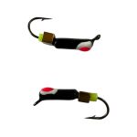 Мормишка Вольфрамова "Латишка" Гвоздик - З кубиком золото - Ø2,2 мм - 0,5 г - Чорний з біло-червоною крапкою - Латвія