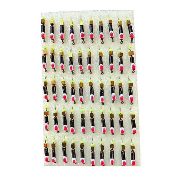 Мормишка Вольфрамова "Латишка" Гвоздик - З кубиком золото - Ø2,2 мм - 0,5 г - Чорний з біло-червоною крапкою - Латвія