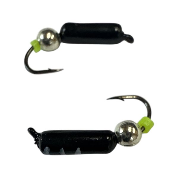 Мормишка Вольфрамова "Латишка" Гвоздик - З кулькою срібло - Ø2,7 мм - 0,7 г - Чорно-білий - Латвія