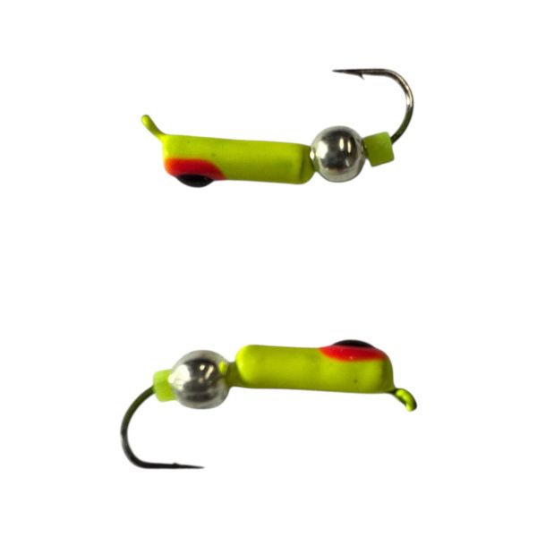 Мормишка Вольфрамова "Латишка" Гвоздик - З кулькою срібло - Ø2,2 мм - 0,5 г - Жовтий з червоно-чорною точкою - Латвія