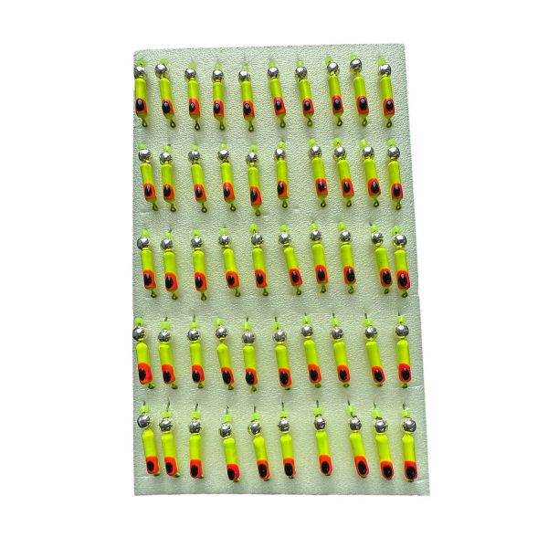 Мормишка Вольфрамова "Латишка" Гвоздик - З кулькою срібло - Ø2,2 мм - 0,5 г - Жовтий з червоно-чорною точкою - Латвія