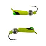 Мормишка Вольфрамова "Латишка" Гвоздик - З кулькою срібло - Ø2,3 мм - 0,5 г - Жовтий із чорно-зеленою точкою - Латвія