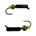 Мормишка Вольфрамова "Латишка" Гвоздик - З кулькою золото - Ø2,2 мм - 0,5 г - Чорно-білий - Латвія