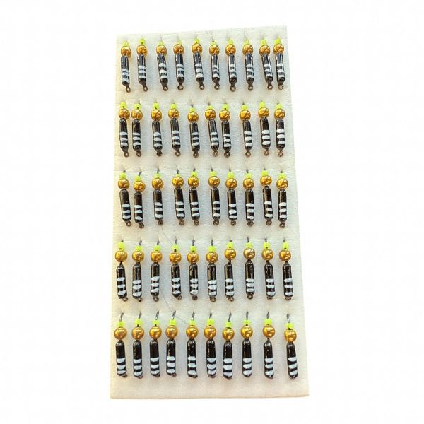 Мормишка Вольфрамова "Латишка" Гвоздик - З кулькою золото - Ø2,2 мм - 0,5 г - Чорно-білий - Латвія