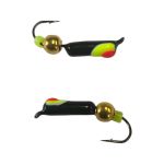 Мормишка Вольфрамова "Латишка" Гвоздик - З кулькою золото - Ø2,2 мм - 0,5 г - Чорний з жовто-червоною точкою - Латвія