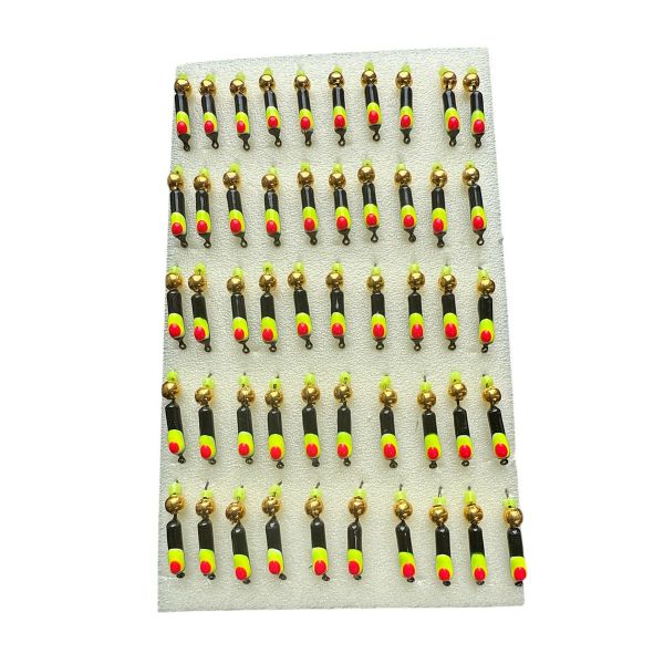 Мормишка Вольфрамова "Латишка" Гвоздик - З кулькою золото - Ø2,2 мм - 0,5 г - Чорний з жовто-червоною точкою - Латвія