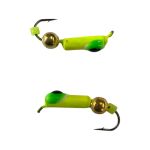 Мормишка Вольфрамова "Латишка" Гвоздик - З кулькою золото - Ø2,4 мм - 0,5 г - Жовтий із зелено-чорною крапкою - Латвія