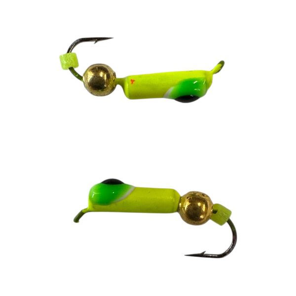 Мормишка Вольфрамова "Латишка" Гвоздик - З кулькою золото - Ø2,4 мм - 0,5 г - Жовтий із зелено-чорною крапкою - Латвія