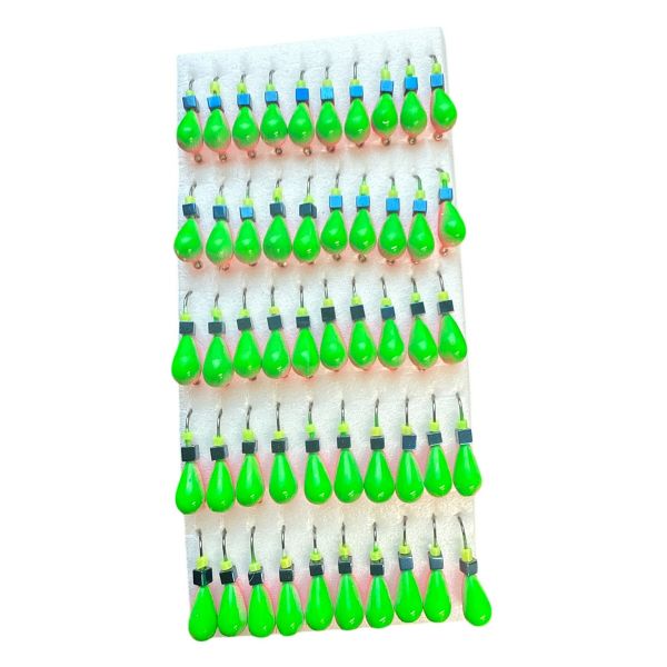 Мормышка Вольфрамовая "Латышка" Капля - С кубиком голубой - Ø4,2 мм - 1 г - Зелено-красный - Латвия