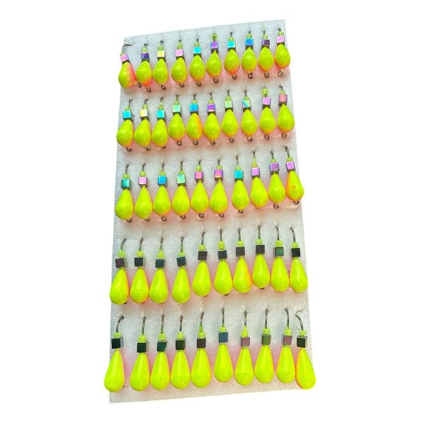 Мормышка Вольфрамовая "Латышка" Капля - С кубиком хамелеон - Ø4,1 мм - 0,8 г - Желто-розовый - Латвия