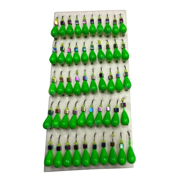 Мормышка Вольфрамовая "Латышка" Капля - С кубиком хамелеон - МК1095