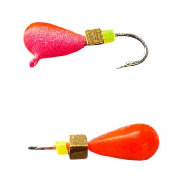 Мормышка Вольфрамовая "Латышка" Капля - С кубиком золото - Ø4,2 мм - 1,1 г - Красно-розовый - Латвия