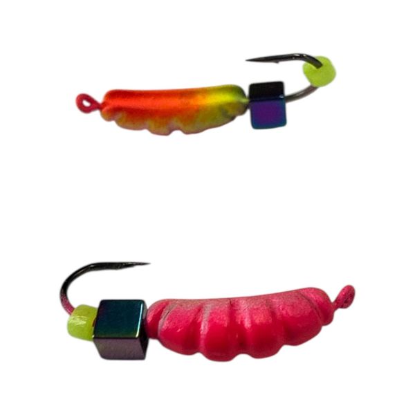 Мормышка Вольфрамовая "Латышка" Личинка опарыша - С кубиком хамелеон - Ø2,6 мм - 0,6 г - Красный - Латвия