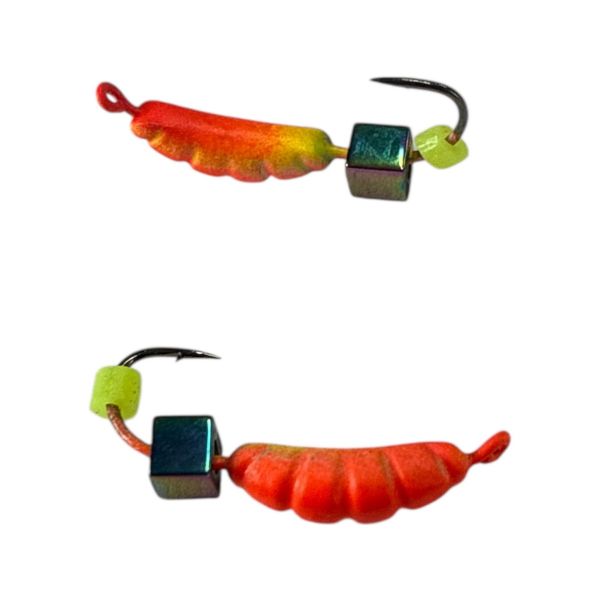 Мормышка Вольфрамовая "Латышка" Личинка опарыша - С кубиком хамелеон - Ø2,2 мм - 0,4 г - Красный - Латвия