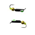 Мормишка Вольфрамова Володимирська Гвоздик - З кулькою золото - 3 мм - 0.5 г - Чорний із зелено-білою точкою - Арт.618