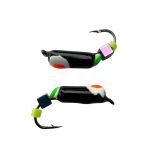 Мормишка Вольфрамова Володимирська Гвоздик - З кубиком хамелеон - 3.5 мм - 0.9 г - Чорний з біло-червоно-зеленою точкою - Арт.636