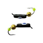 Мормишка Вольфрамова Володимирська Гвоздик - З кулькою золото - 2.5 мм - 0.5 г - Чорний з біло-синьою точкою - Арт.640