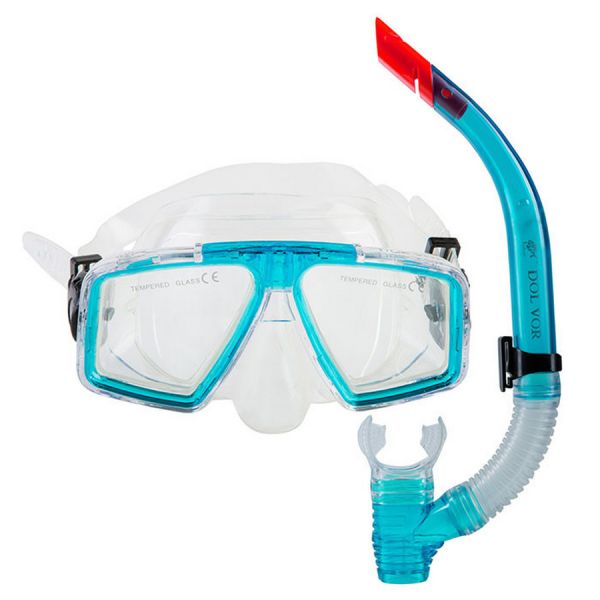 Комплект Dolvor: Маска для плавання M4204P + Трубка SN07P - Синій (Clear Aqua Blue)