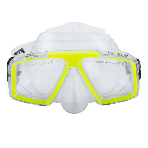 Комплект Dolvor: Маска для плавання M4204P + Трубка SN07P - Лимонний (Neon Yellow)