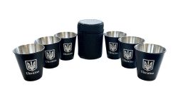 Набір стопок обтягнутих шкірою "Україна" - PM-20-6 - У шкіряному чохлі - 6 шт.